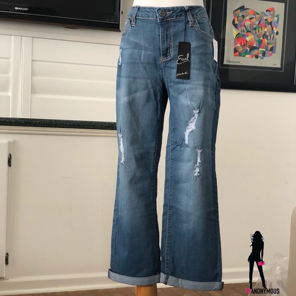 cuffed straight leg jeans